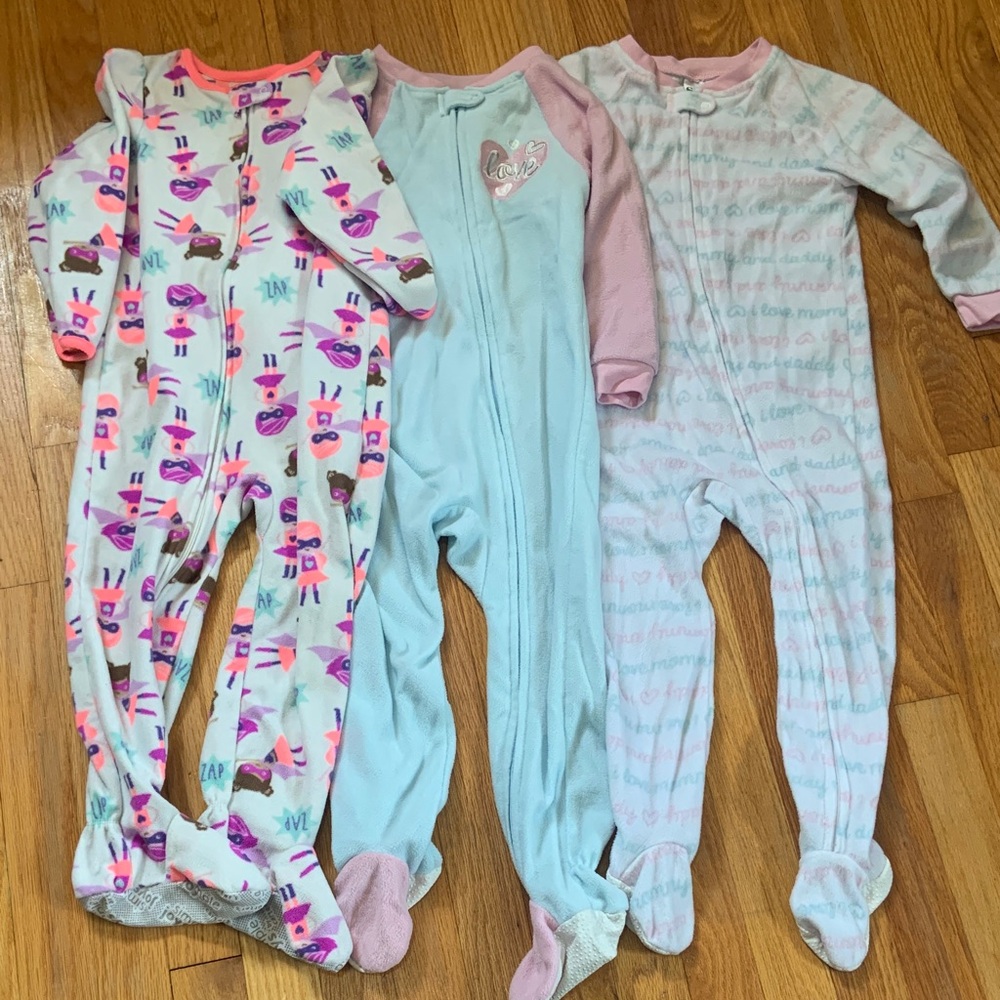 Bundle Set 4T Fleece Footie Pajamas